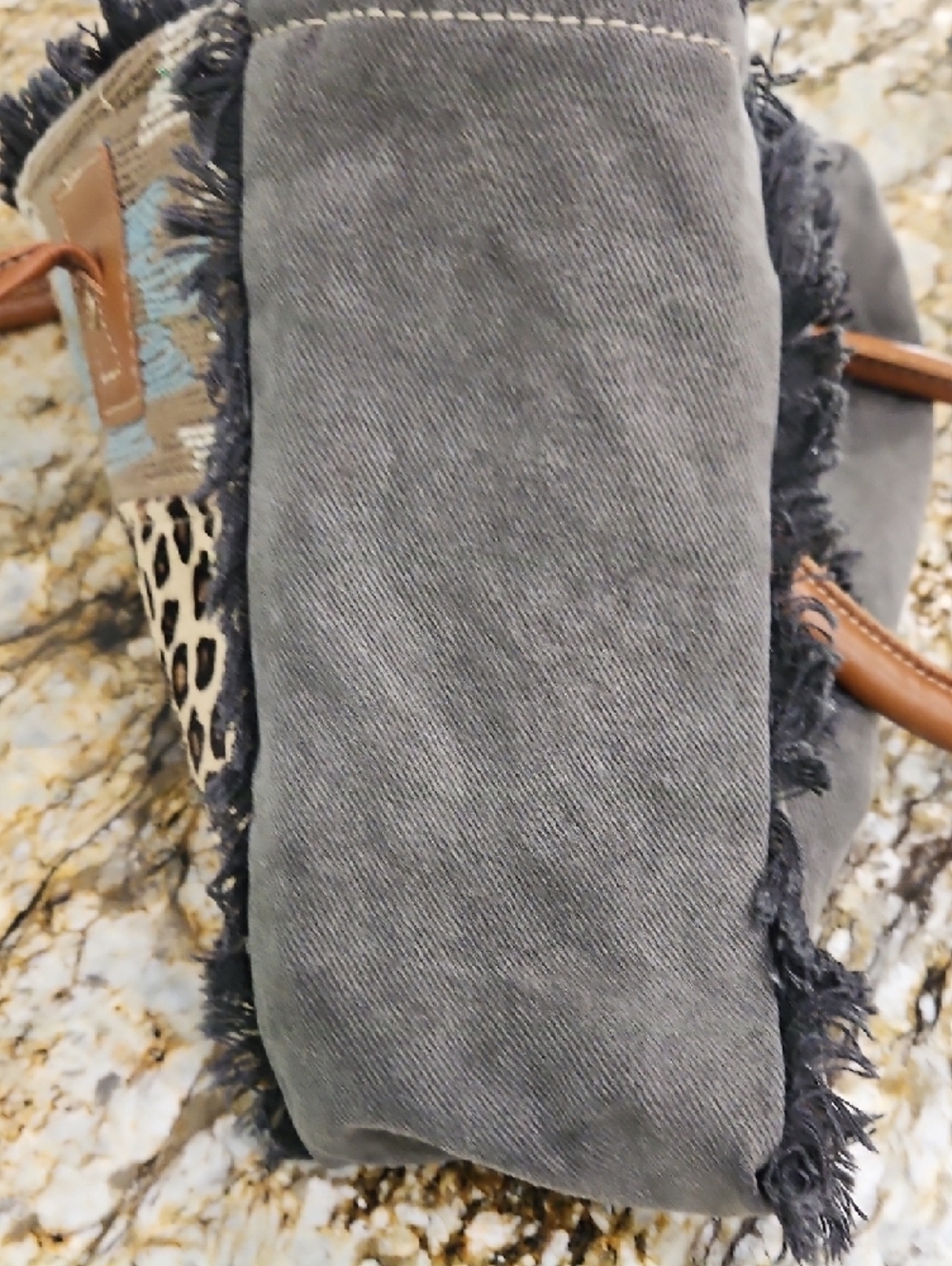 Myra Bag Patchwork Leopard Accent XL Tote Bag in Brown and Gray - Picture 4 of 8